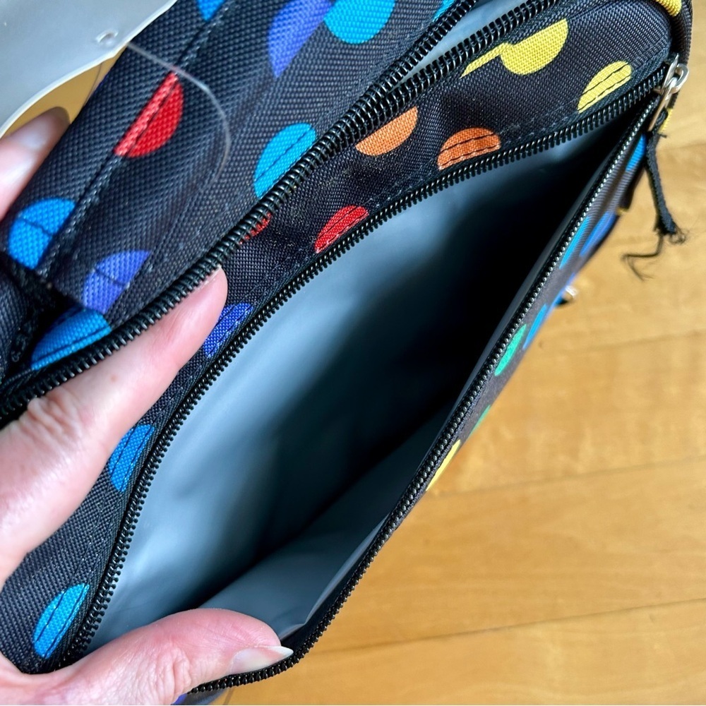 Travelers Club POLKA DOTS Insulated Lunch Cooler Bag, Rainbow, Black, 10 inches - Picture 7 of 17